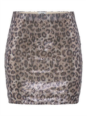 JDYLeona Sequins Mini Nederdel - Brown Rice/Leopard